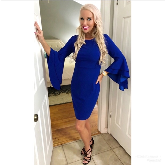 Dresses & Skirts - 🥰LAST 1! Royal Blue Sleek Bell Sleeve Dress